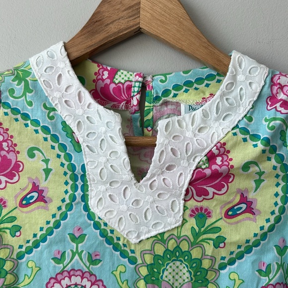 Girls Peaches ‘n Cream Floral Lace Trimmed Tunic Top 6x - Picture 2 of 8